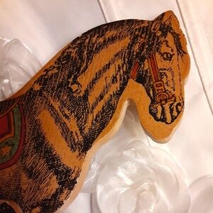 Louis Nichole Vintage Litho Wooden Walking Horse Figurine Push Toy